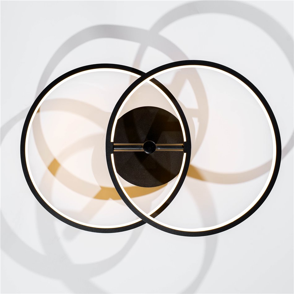 Griestu lampa Mo 2C, melna, H17x56.5x30cm, LED 24W, 3000K, 1320lm