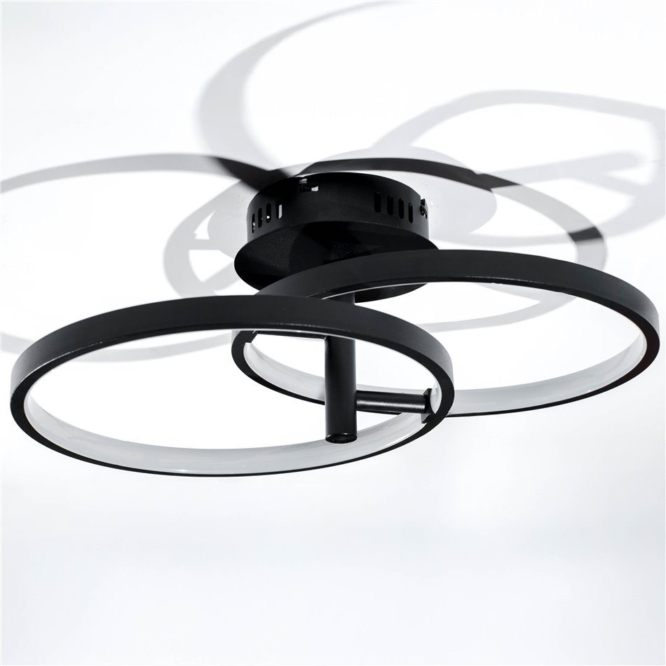 Griestu lampa Mo 2C, melna, H17x56.5x30cm, LED 24W, 3000K, 1320lm