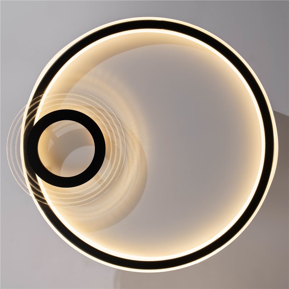 Ceiling lamp Moi, black, H6x45x42cm, LED 40W, 3000K, 2200lm