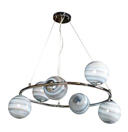 Потолочный светильник Rokko 6, синий/хромовый цвет,  H14cm, D75 cm, E14, 6x40W(MAX)