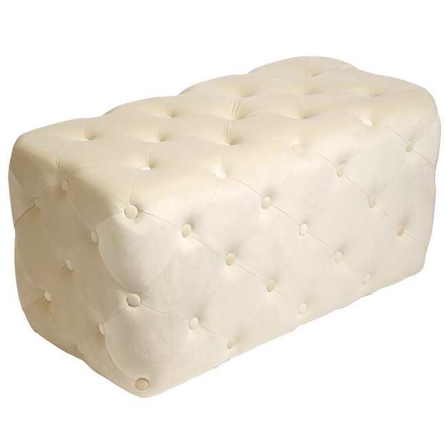 Rectangle stool Lailly, pearl, velvet, H42x84x42cm