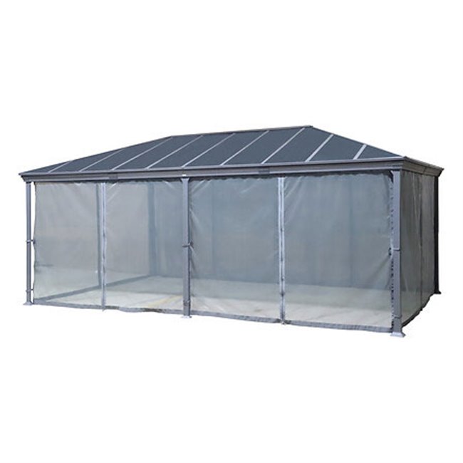 Gazebo LABELIZE XL 6x3.6m, graphite/grey color, aluminium/polycarbonate, H270x600x360cm