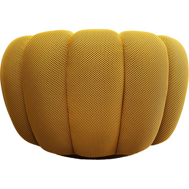 Swivel armchair Peppo Bloom, yellow color, H66xD94cm, seat height 40cm