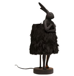 Table lamp Animal Rabbit Fur, black, H50x20x18cm, E14, 5W