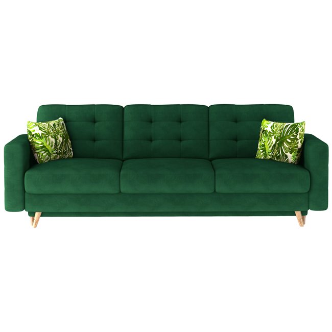 Sofa bed Elsgard Kronos 19, Jungle 32, velvet, dark green, H93x46x233cm
