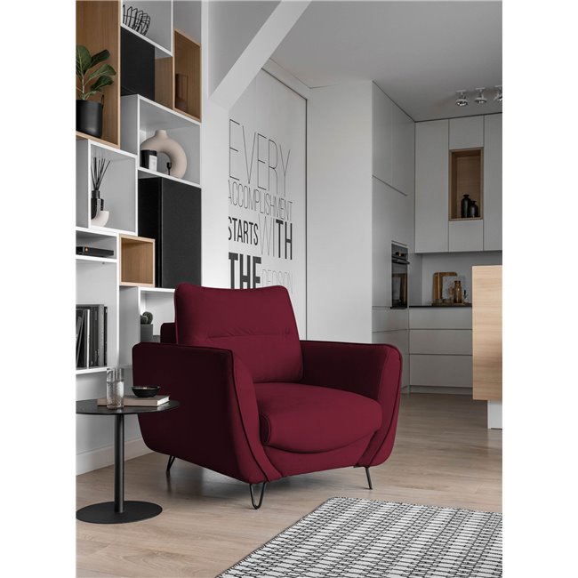 Armchair Elsilva Velvetmat 25, velvet, dark purple, H82x95x93cm