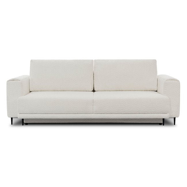 Sofa bed Edalia Royal 01, bouclé, white, H90x95x260cm