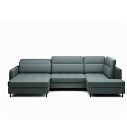 П-образный угловой диван Elberto L, раздвижной, Manhattan 38, бархат, зеленый, H100x165x306см