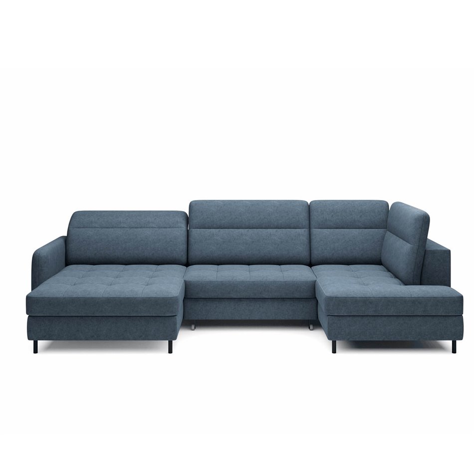 U shape sofa Elberto L, sleeping function, Raquel 40, blue, H100x165x306cm
