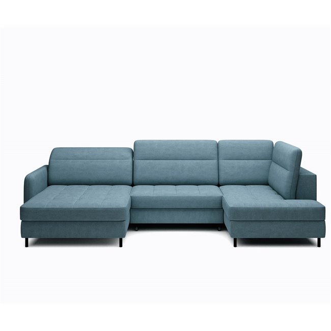 U shape sofa Elberto L, sleeping function, Toscany 40, velvet, blue, H100x165x306cm