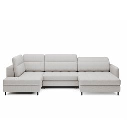 U veida stūra dīvāns Elberto L, izvelkams, Aubron 03, viļņots velvets, pelēks, H100x165x306cm