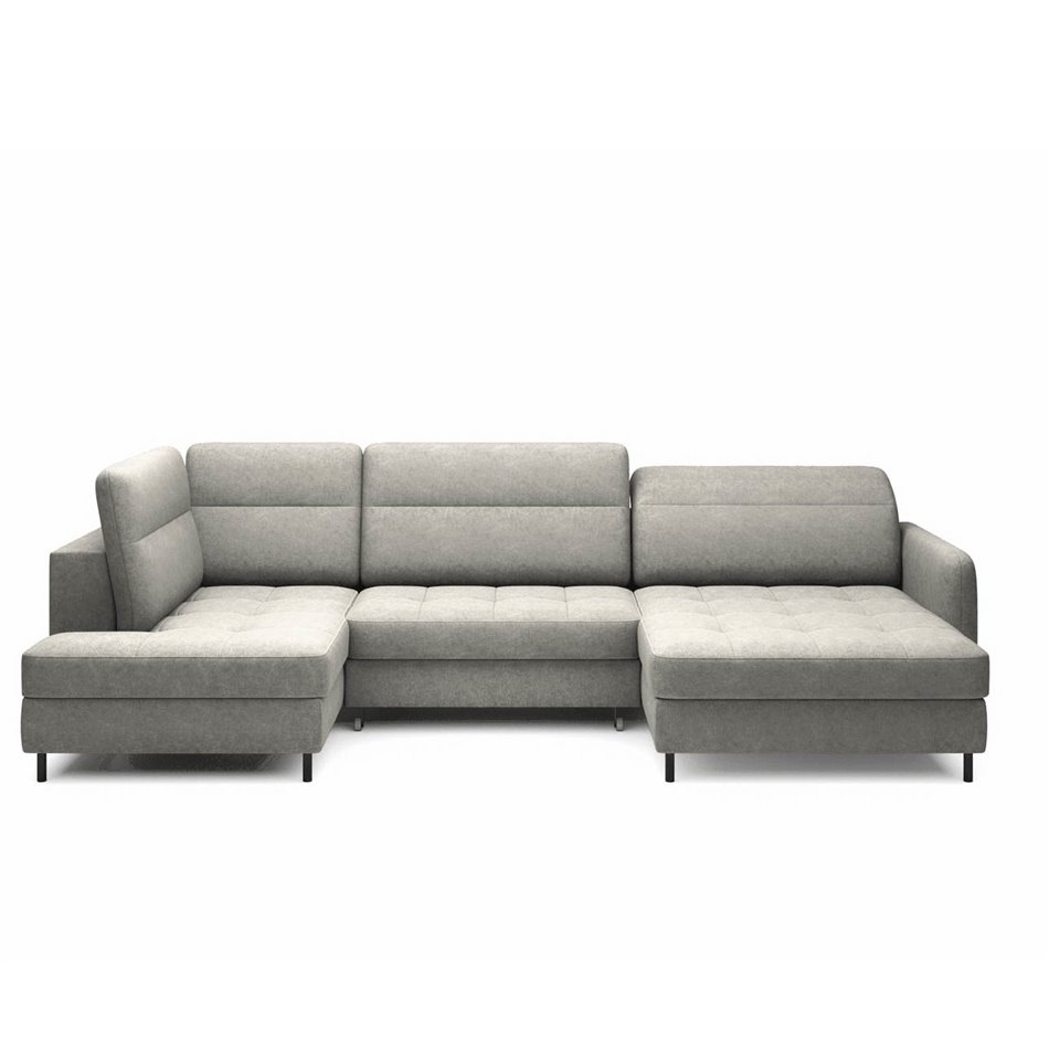 U shape sofa Elberto R, sleeping function, Raquel 04, grey, H100x165x306cm