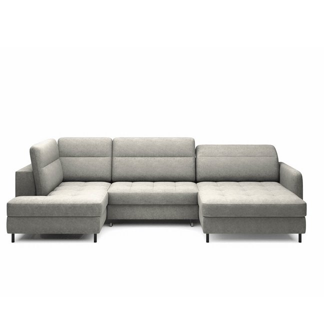 U shape sofa Elberto R, sleeping function, Raquel 04, grey, H100x165x306cm