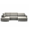 U shape sofa Elberto R, sleeping function, Raquel 04, grey, H100x165x306cm
