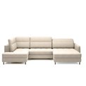 П-образный угловой диван Elberto R, раздвижной, Raquel 18, бежевый, H100x165x306см