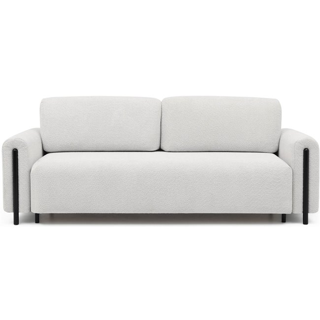 Sofa bed Elcadova Black, sleeping function, Royal 01, bouclé, white, H97x97x244cm