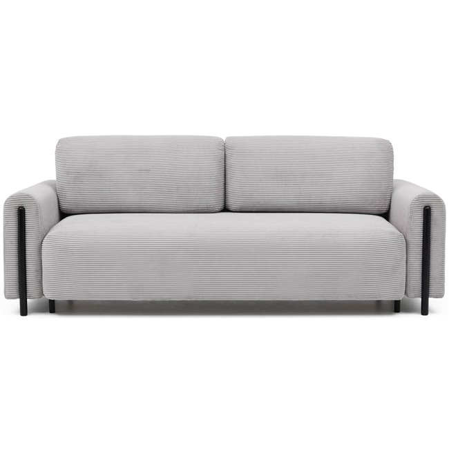 Sofa bed Elcadova Black, sleeping function, Jarell 03, wavy velvet, grey, H97x97x244cm