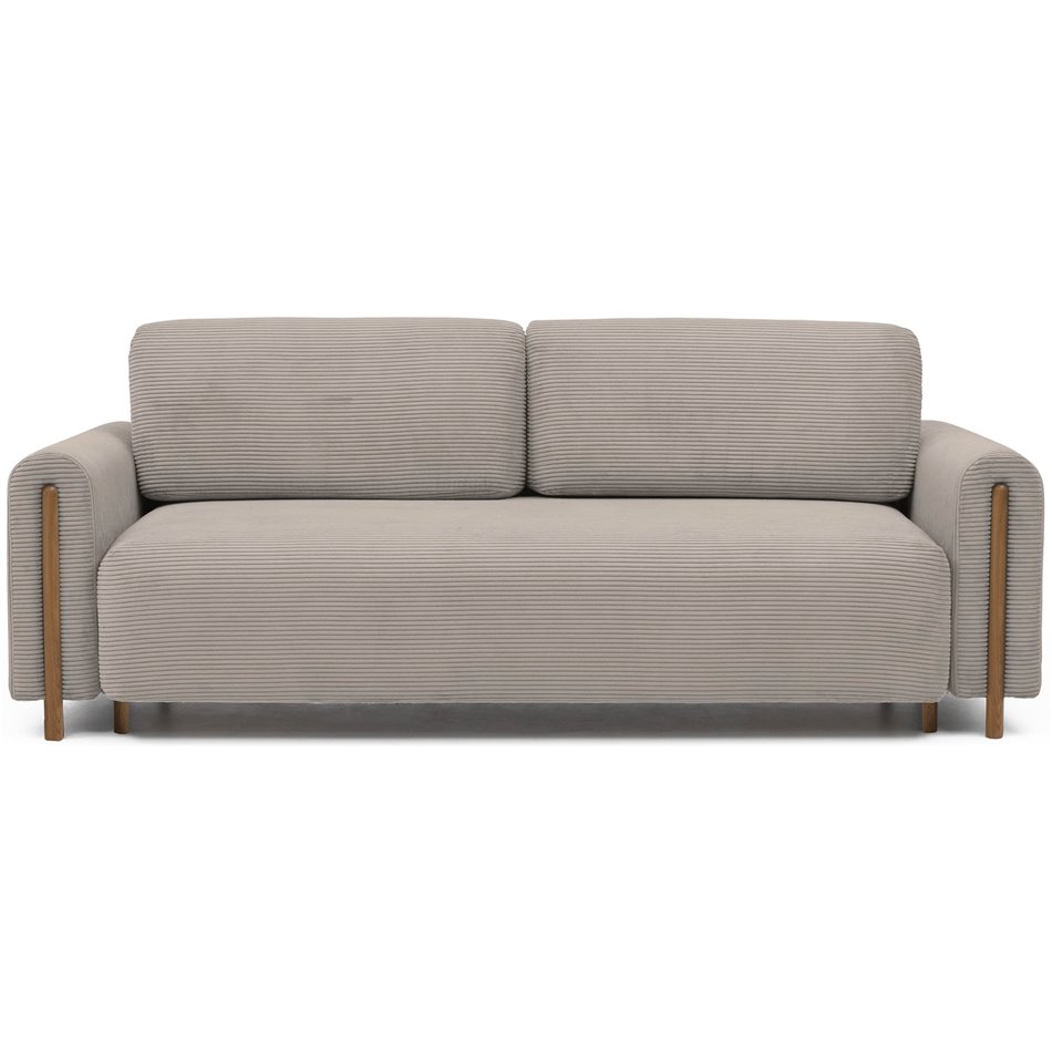 Sofa bed Elcadova Oak, sleeping function, Jarell 20, wavy velvet, dark beige, H97x97x244cm