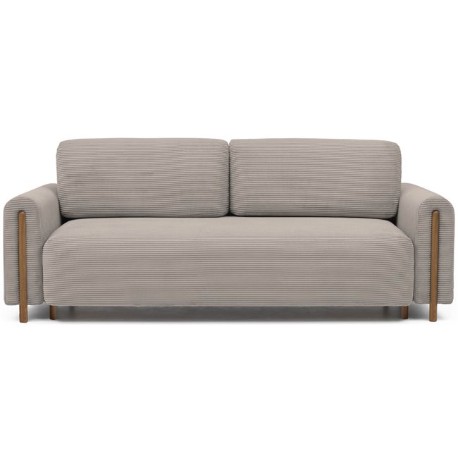 Sofa bed Elcadova Oak, sleeping function, Jarell 20, wavy velvet, dark beige, H97x97x244cm