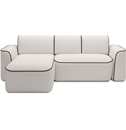 Corner sofa Elume L, sleeping function, Royal 01, Velvetmat 22, bouclé, white, H88x190x287cm