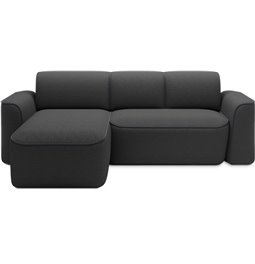 Corner sofa Elume L, sleeping function, Royal 05, Velvetmat 6, bouclé, dark grey, H88x190x287cm