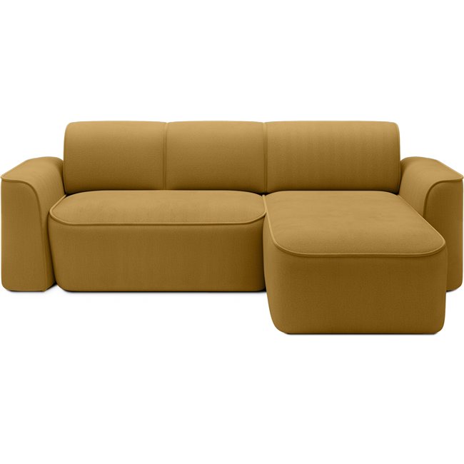 Угловой диван Elume R, с механизмом раскладыванием, Amore 45, Riviera 41, букле, желтый, H88x190x287см