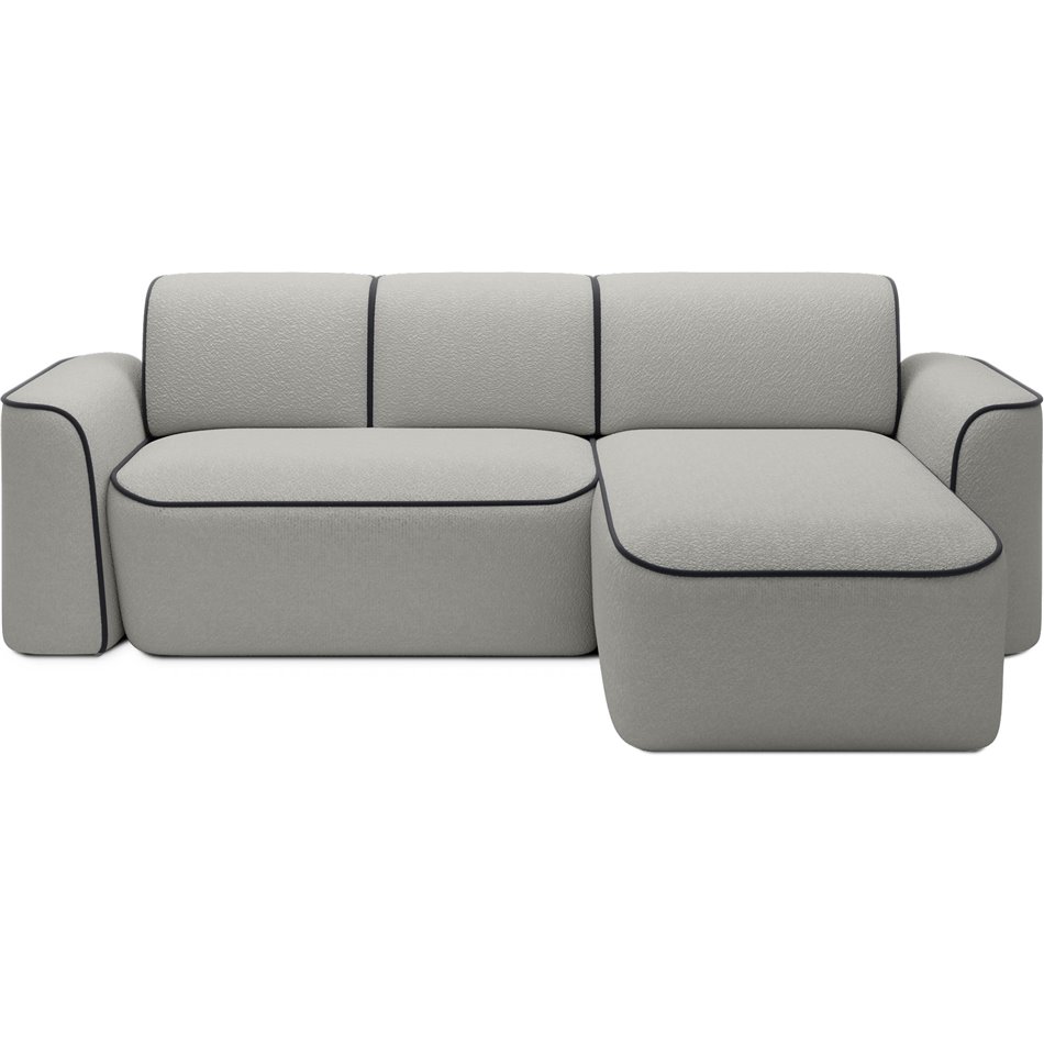 Угловой диван Elume R, с механизмом раскладыванием, Royal 04, Velvetmat 6, букле, серый, H88x190x287см