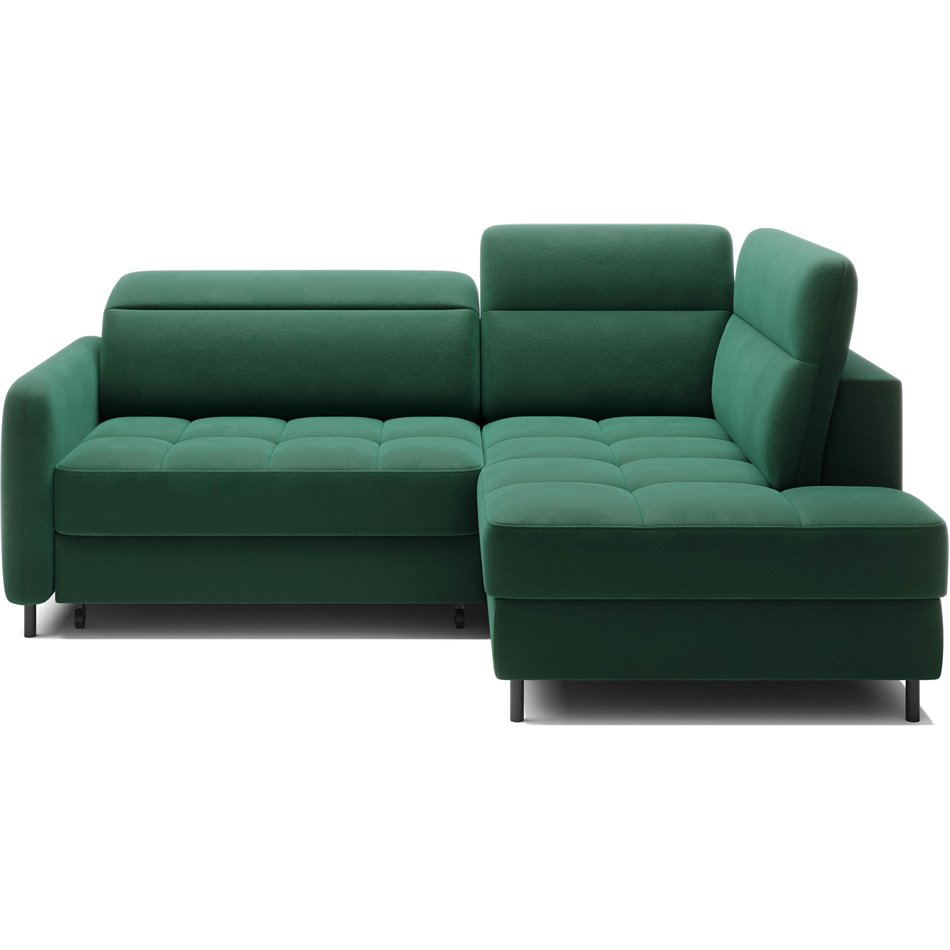 Corner sofa Elbare R, sleeping function, Lukso 35, velvet, dark green, H100x160x208cm