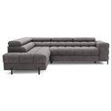 Corner sofa Elferucce L, sleeping function, Aura 04, velvet, grey, H93x200x276cm
