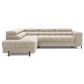Corner sofa Elferucce L, sleeping function, Aura 18, velvet, beige, H93x200x276cm