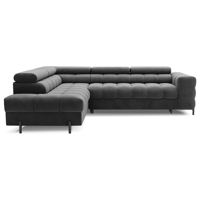 Corner sofa Elferucce L, sleeping function, Paros 06, dark grey, H93x200x276cm