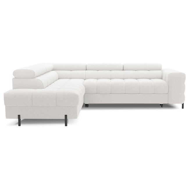 Corner sofa Elferucce L, sleeping function, Royal 01, bouclé, white, H93x200x276cm