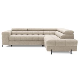 Угловой диван Elferucce R, раздвижной, Aura 18, бархат, бежевый, H93x200x276см