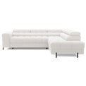 Corner sofa Elferucce R, sleeping function, Royal 01, bouclé, white, H93x200x276cm
