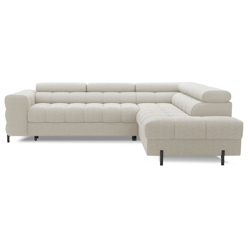 Corner sofa Elferucce R, sleeping function, Royal 18, bouclé, beige, H93x200x276cm