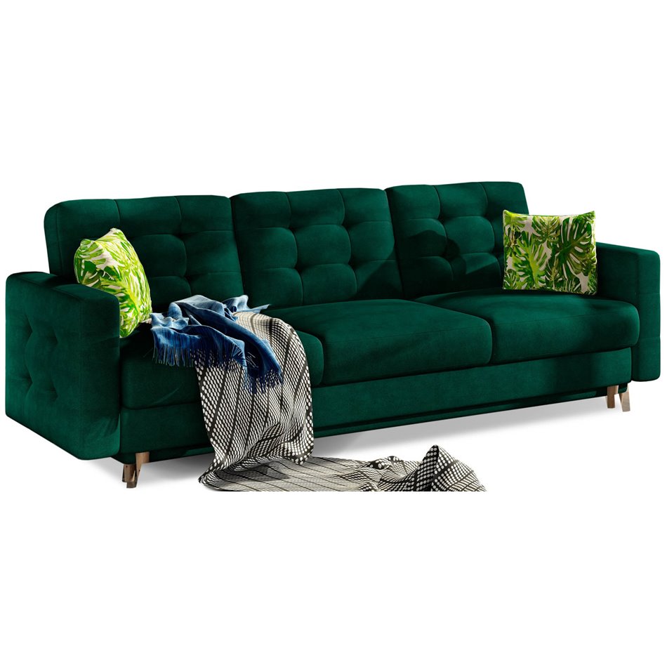 Sofa bed Elsgard Kronos 19, Jungle 32, velvet, dark green, H93x46x233cm