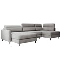 П-образный угловой диван Elberto L, раздвижной, Manhattan 03, бархат, серый, H100x165x306см