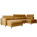 U shape sofa Elberto L, sleeping function, Manhattan 45, velvet, yellow, H100x165x306cm