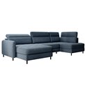 U shape sofa Elberto L, sleeping function, Raquel 40, blue, H100x165x306cm