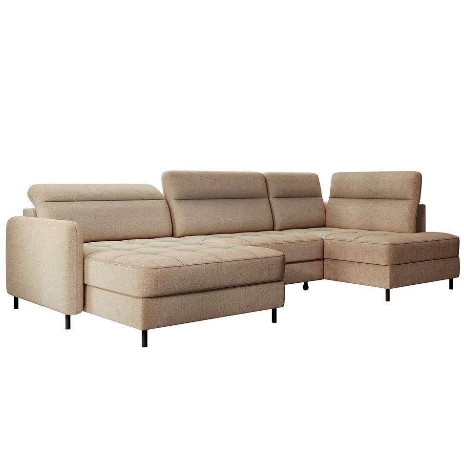 U shape sofa Elberto L, sleeping function, Toscany 20, velvet, brown, H100x165x306cm