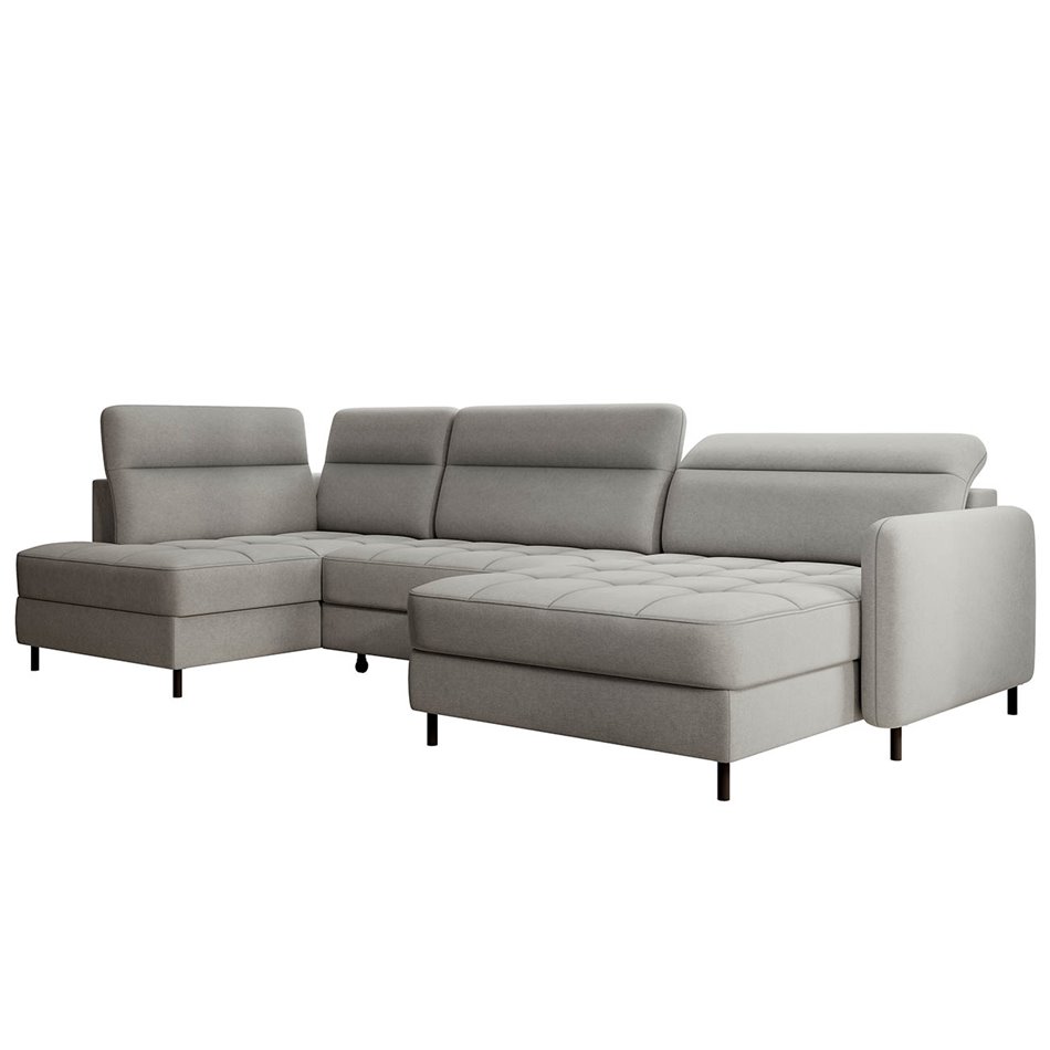 U shape sofa Elberto R, sleeping function, Raquel 04, grey, H100x165x306cm