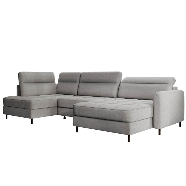 U shape sofa Elberto R, sleeping function, Toscany 03, velvet, grey, H100x165x306cm