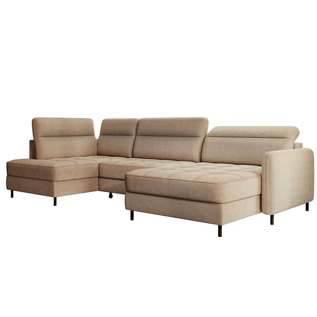 П-образный угловой диван Elberto R, раздвижной, Toscany 20, бархат, коричневый, H100x165x306см