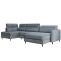 U shape sofa Elberto R, sleeping function, Aubron 100, wavy velvet, blue, H100x165x306cm
