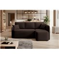 Corner sofa Elhandson R, sleeping function, Lukso 22, velvet, brown, H89x150x206cm