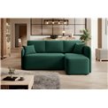 Corner sofa Elhandson R, sleeping function, Lukso 35, velvet, green, H89x150x206cm