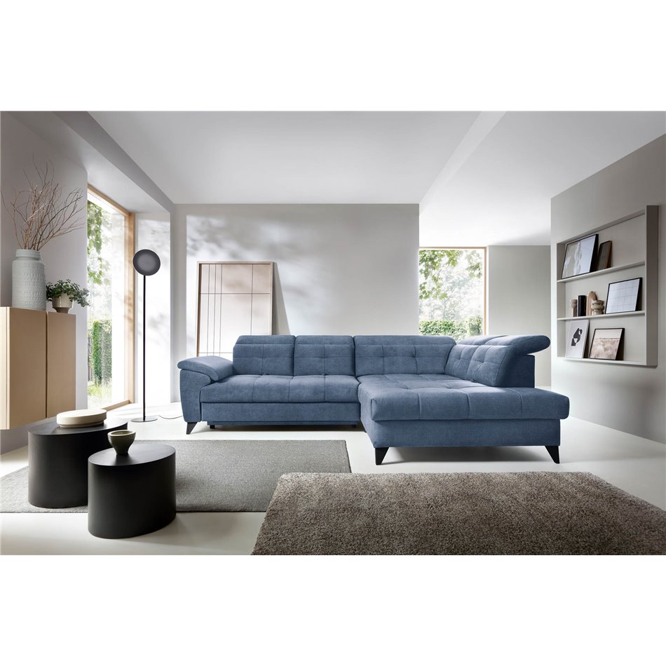 Угловой диван Elinferne R, раздвижной, Raquel 40, темно-синий, H107x210x297см