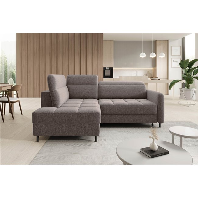 Corner sofa Elbare L, sleeping function, Aspen 20, brown, H100x160x208cm