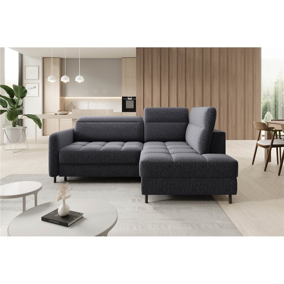 Corner sofa Elbare R, sleeping function, Aspen 05, dark grey, H100x160x208cm