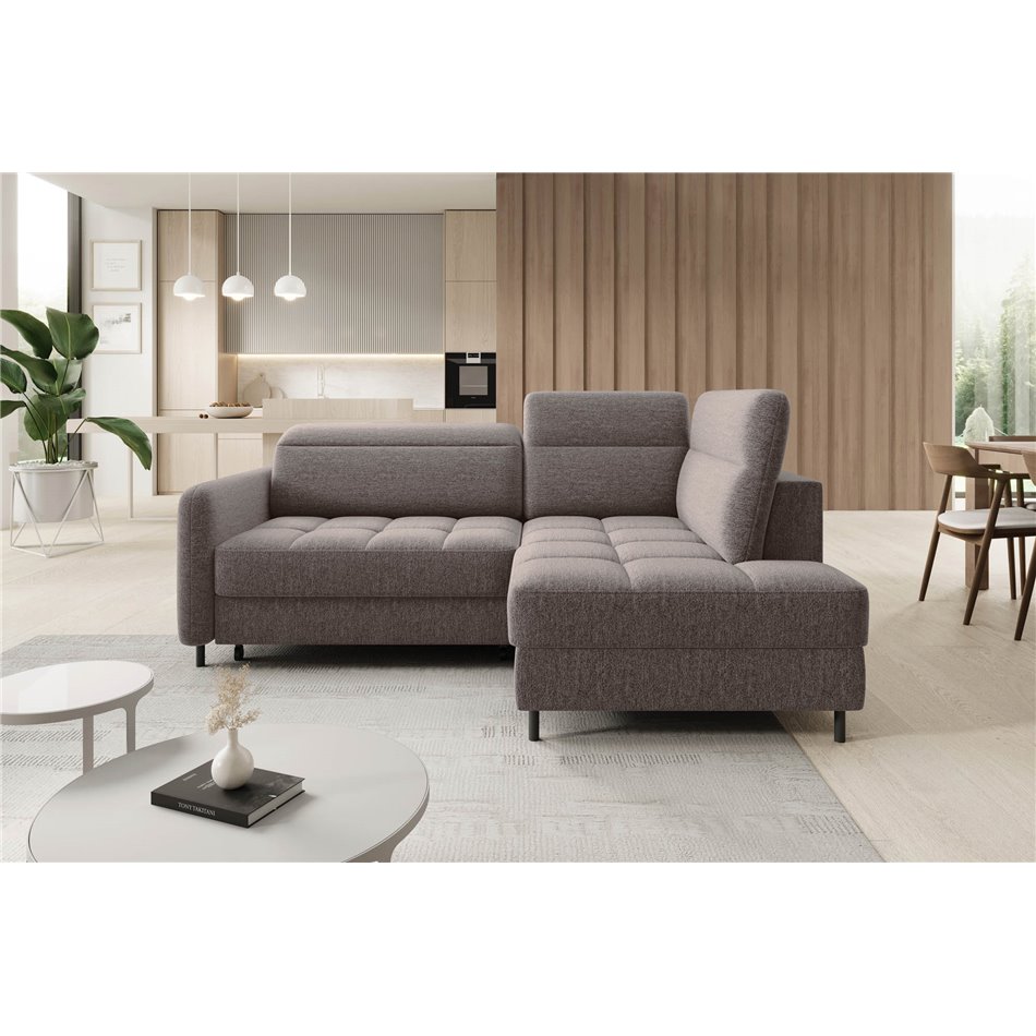 Corner sofa Elbare R, sleeping function, Aspen 20, brown, H100x160x208cm